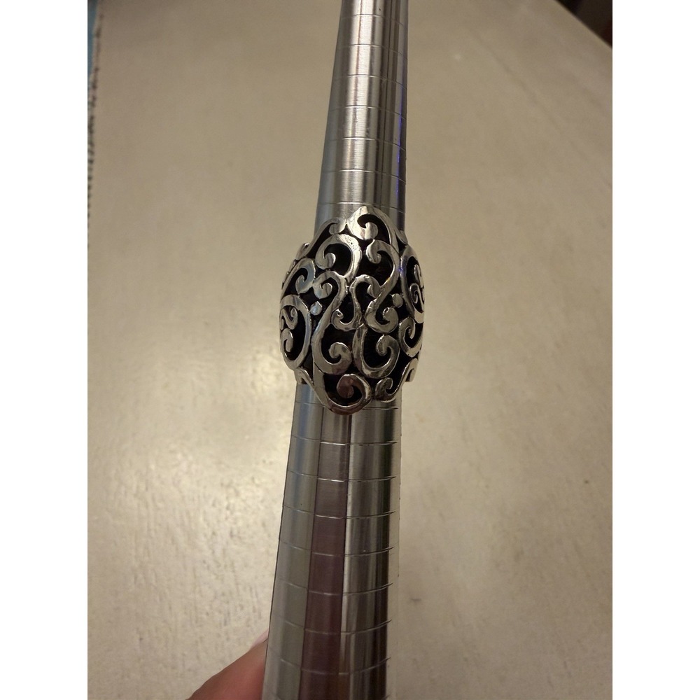 Heidi J. Hale Jewelry Sterling Silver Scroll Ring Size 6,925 Statement Ring Dome